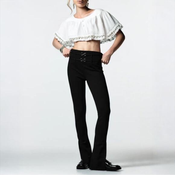 Zara Slit Ankle Black Dress Pants Sz Medium - Picture 11 of 11